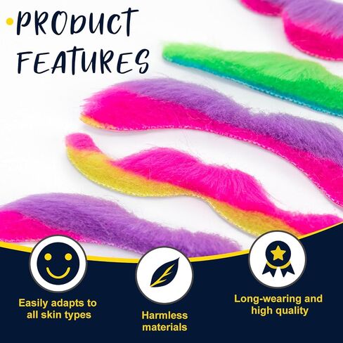 48 Pcs Fake Mustaches, Self Adhesive Fake Beard, Novelty Hairy Beard, Costume Facial Hair for Halloween Party in Saudi Arabia