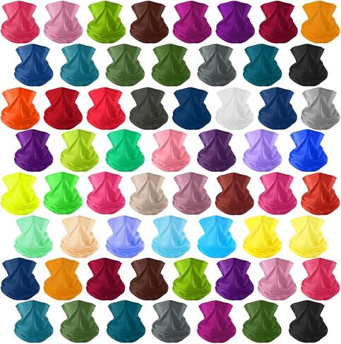 60 Pcs Neck Gaiter Bulk for Men Women Balaclava Face Mask Coverings Seamless Headwear Bandana UV Protection Neck Scarf in Kuwait