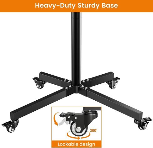 حامل تلفزيون دوار لشاشات تلفزيون LCD مسطحة/منحنية مقاس 26-55 بوصة، وحامل تلفزيون متنقل مع عجلات ورف للوسائط. عربة تلفزيون بزاوية قابلة للتعديل مع عجلات قابلة للقفل، بحد أقصى 400 × 400 مم in Kuwait