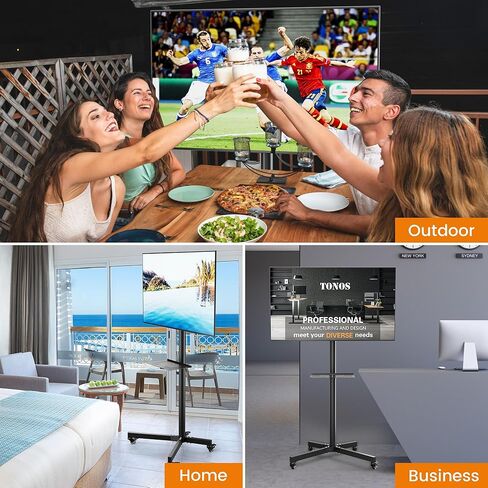 حامل تلفزيون دوار لشاشات تلفزيون LCD مسطحة/منحنية مقاس 26-55 بوصة، وحامل تلفزيون متنقل مع عجلات ورف للوسائط. عربة تلفزيون بزاوية قابلة للتعديل مع عجلات قابلة للقفل، بحد أقصى 400 × 400 مم in Kuwait