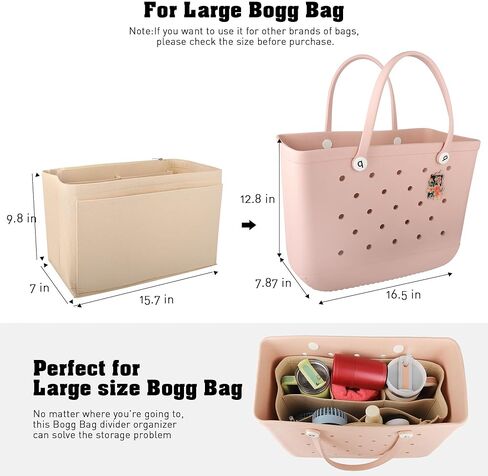 منظم حقيبة الشاطئ متوافق مع حقيبة/حقيبة بوج الكبيرة جدًا، وسحاب مقسم لإكسسوارات الحقائب - فقط للحجم الكبير جدًا in Kuwait