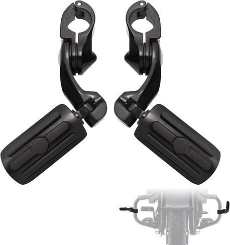 1.25" Highway Footpegs,Short Angled Adjustable Highway Pegs w/Mounts for Harley Touring Street Glide Electra Glide Road King Softail CVO Dyna Trike Sportster w/1-1/4" Engine Guard,Chrome#1 in Kuwait