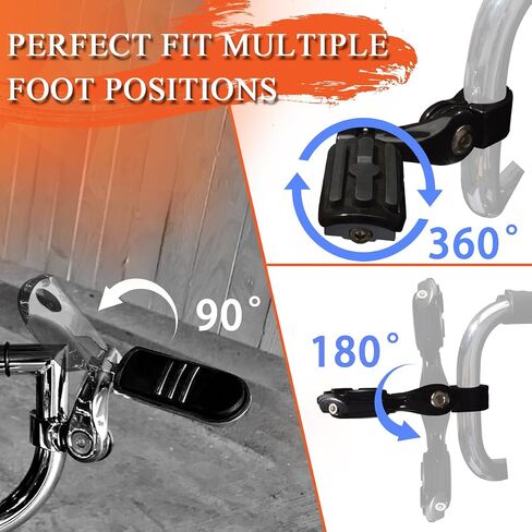 1.25" Highway Footpegs,Short Angled Adjustable Highway Pegs w/Mounts for Harley Touring Street Glide Electra Glide Road King Softail CVO Dyna Trike Sportster w/1-1/4" Engine Guard,Chrome#1 in Kuwait