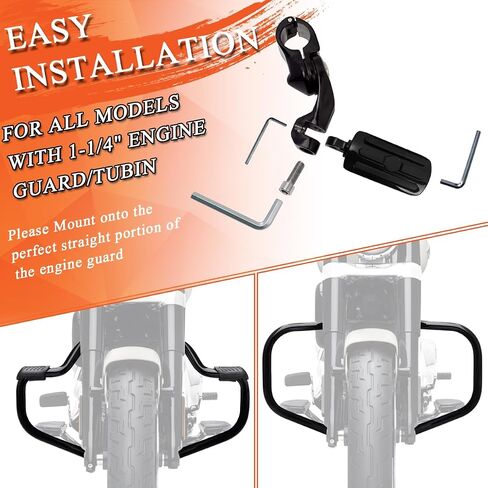 1.25" Highway Footpegs,Short Angled Adjustable Highway Pegs w/Mounts for Harley Touring Street Glide Electra Glide Road King Softail CVO Dyna Trike Sportster w/1-1/4" Engine Guard,Chrome#1 in Kuwait