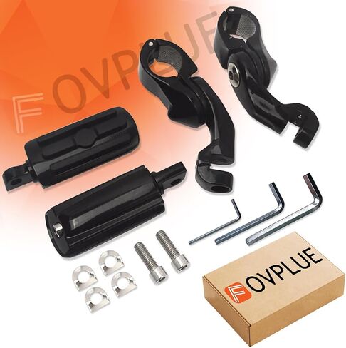 1.25" Highway Footpegs,Short Angled Adjustable Highway Pegs w/Mounts for Harley Touring Street Glide Electra Glide Road King Softail CVO Dyna Trike Sportster w/1-1/4" Engine Guard,Chrome#1 in Kuwait