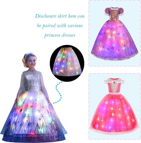 Light Up Princess Dress for Girls,Elsa White Costume Kids with Led Dress Up for Carnival Cosplay Halloween Christmas in Saudi Arabia