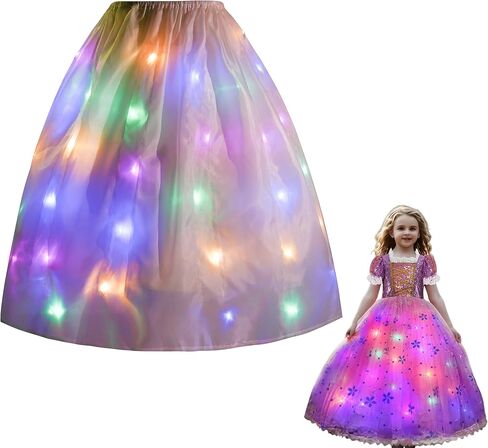 Light Up Princess Dress for Girls,Elsa White Costume Kids with Led Dress Up for Carnival Cosplay Halloween Christmas in Saudi Arabia