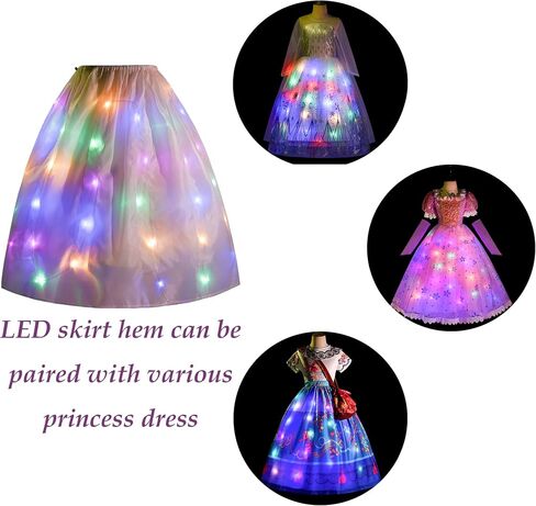Light Up Princess Dress for Girls,Elsa White Costume Kids with Led Dress Up for Carnival Cosplay Halloween Christmas in Saudi Arabia