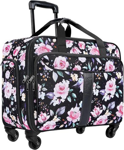 حقيبة كمبيوتر محمول دوارة للنساء من YOREPEK، حقيبة دوارة مقاس 15.6 بوصة مع 4 عجلات دوارة ومقبض تلسكوبي، حقيبة كمبيوتر محمول دوارة مقاومة للماء للعمل/السفر/الأعمال، زهرية in Kuwait