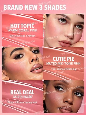 SHEGLAM Makeup - Color Bloom Liquid Blush Matte Finish - Long-wearing Waterproof Gel-Cream Blush with Sponge Tip Applicator (Cutie Pie) in Saudi Arabia