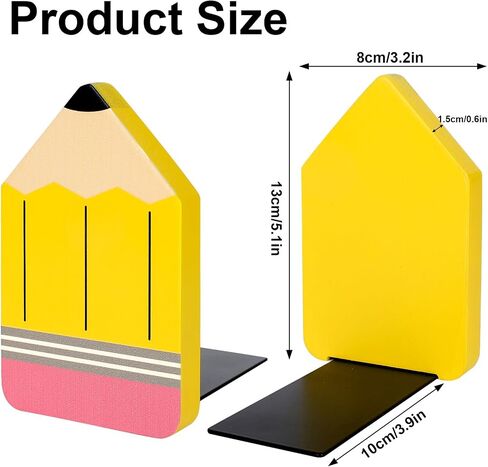 الحوت 2PCS قلم رصاص على شكل الخشب الدفتين العودة إلى المدرسة الخشب الدفتين قلم رصاص أصفر كتاب خشبي يقف لطيف غير زلق سدادات الكتب للكتب الثقيلة مكتب المنزل مكتبة المدرسة المطبخ in Saudi Arabia