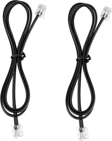 LanSenSu RJ12 Cable Phone Cord RJ12 6P6C Male to Male Straight Wired for Both Data and Voice Use Silver - 10Feet 2Pack in Saudi Arabia