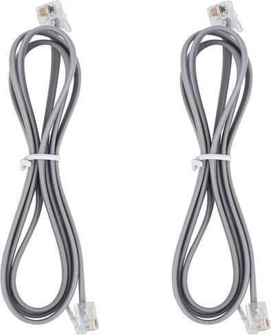 LanSenSu RJ12 Cable Phone Cord RJ12 6P6C Male to Male Straight Wired for Both Data and Voice Use Silver - 10Feet 2Pack in Saudi Arabia