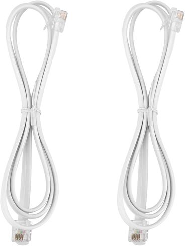 LanSenSu RJ12 Cable Phone Cord RJ12 6P6C Male to Male Straight Wired for Both Data and Voice Use Silver - 10Feet 2Pack in Saudi Arabia