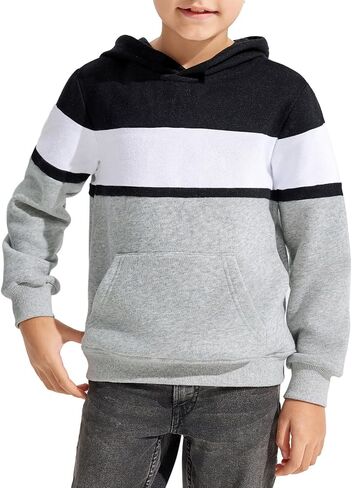 Haloumoning Boys Color Block Pullover Hoodies Kids Fashion Hooded Sweatshirts with Kangaroo Pockets in Saudi Arabia