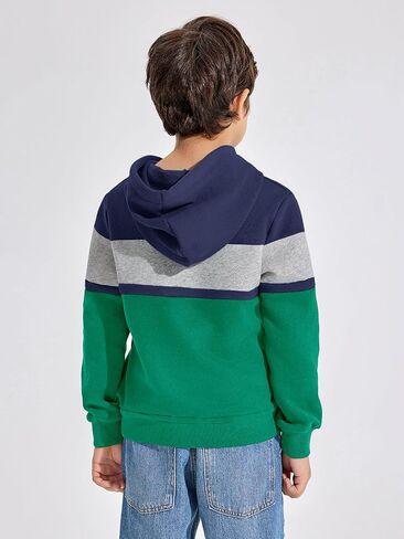 Haloumoning Boys Color Block Pullover Hoodies Kids Fashion Hooded Sweatshirts with Kangaroo Pockets in Kuwait