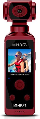 Minolta MN4KP1 4K Ultra HD Wi-Fi Enabled Pocket Camcorder, Red in Saudi Arabia