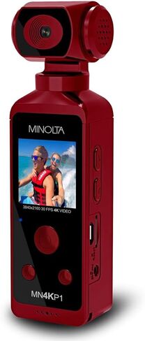 Minolta MN4KP1 4K Ultra HD Wi-Fi Enabled Pocket Camcorder, Red in Saudi Arabia