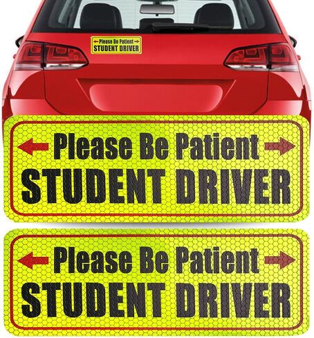 Student Driver Magnet for Car,Please Be Patient Student Driver Sticker Girls and Boys New Student Driver Sticker Safety Warning Signs,High Reflective,Reusable Movable,Set of 3. 3.5" x 9" in Saudi Arabia