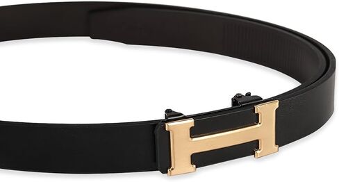 Men&Womens Leather Dress Belt Business Automatic Buckle Belt Color:Black Silver Gold in Saudi Arabia