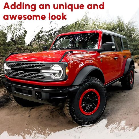 5X Bead Lock Wheel Trim Rings Red Kit Fit for 2021-2024 Ford Bronco Sasquatch Package Beauty Rings in Kuwait