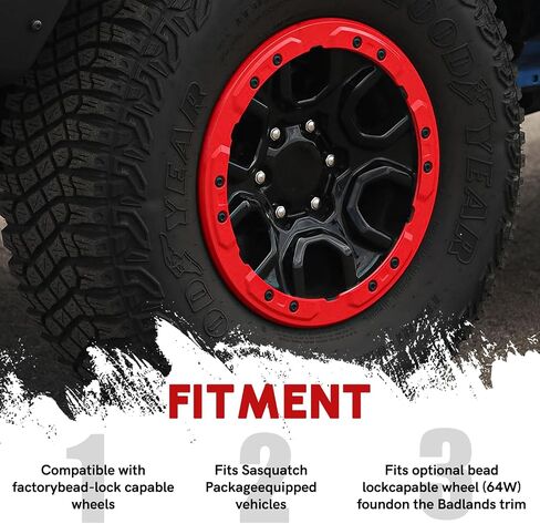 5X Bead Lock Wheel Trim Rings Red Kit Fit for 2021-2024 Ford Bronco Sasquatch Package Beauty Rings in Kuwait