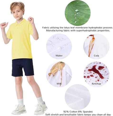 Toddler to Youth Stain Resistant Polo Shirts Kids Collared Golf T-Shirt School Uniform for Boys and Girls in Kuwait