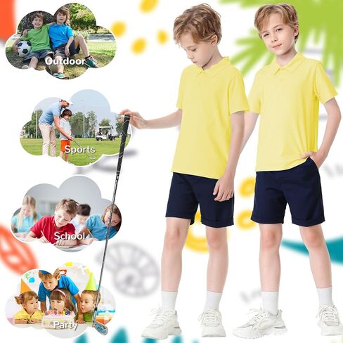 Toddler to Youth Stain Resistant Polo Shirts Kids Collared Golf T-Shirt School Uniform for Boys and Girls in Kuwait