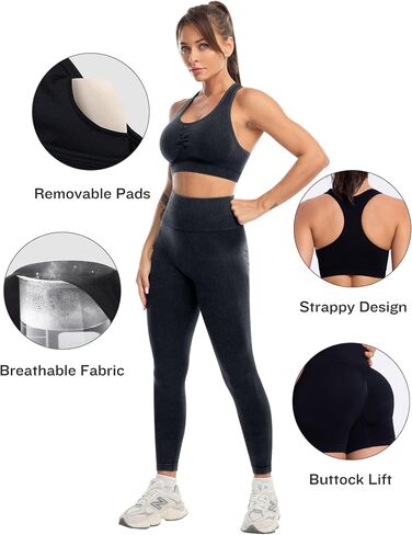 3 Piece Workout Sets for Women Butt Lifting Leggings with High Impact Sports Bra Gym Shorts Activewear Matching Set in Saudi Arabia