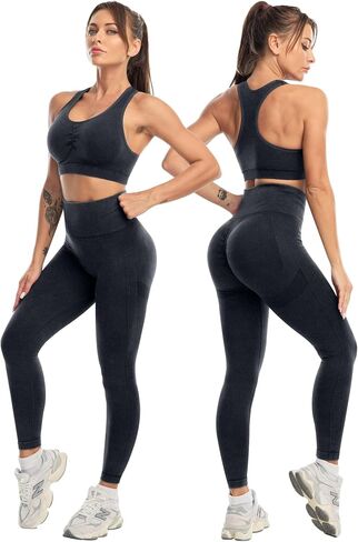 3 Piece Workout Sets for Women Butt Lifting Leggings with High Impact Sports Bra Gym Shorts Activewear Matching Set in Saudi Arabia