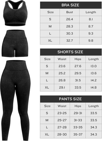 3 Piece Workout Sets for Women Butt Lifting Leggings with High Impact Sports Bra Gym Shorts Activewear Matching Set in Saudi Arabia
