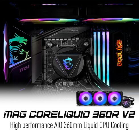 MSI مبرد سائل لوحدة المعالجة المركزية كور ليكويد S360 من ميج - شاشة IPS 2.4 انش - LGA 1700 جاهز - مبرد 360 ملم - مراوح ثلاثية صامتة 120 ملم P12 in Kuwait
