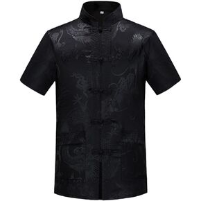 Kung Fu Tops Uniform Tang Men Chinese Traditional Clothing Hanfu Martial Arts Short Sleeves Shirt