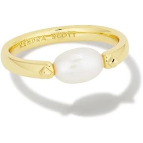 Kendra Scott Leighton Pearl Band Ring Gold White Pearl 9