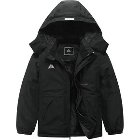 Kid's Ski Jacket Waterproof Winter Coat Boy's and Girl's Fleece Snowboarding Jackets with Detachable Hood