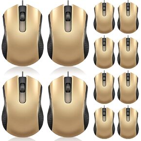 Hoteam 12 Pcs Wired Computer Mouse Bulk Cord USB Computer Mice Ergonomic Wired Mouse for Pcs, Computers, Laptops, Gaming Office School Home Supplies, Black