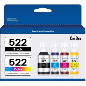 522 Refill Ink Bottle Replacement for Epson 522 Ink Refill Bottles (Not Sublimation Ink) , 1 Black 140 mL, 1 Cyan 80 mL, 1 Magenta 80 mL,1 Yellow 80 mL, 4 Bottles