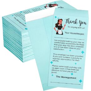 100Pcs Housekeeping tip envelopes Cash self adhesive tip envelopes Housekeeping thank you tip envelopes Bulk for Hotel Motel Coin Seed Money Gratuity Key Cards Saving Check 6.6 x 3.15inch