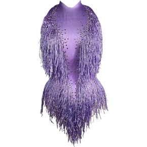 بدلة Tyian Sparkly Diamante Fringe Bodysuit المثيرة لأداء نادي أعياد الميلاد ونادي الرقص الجمباز لفريق Drag Queen Cosplay in Kuwait