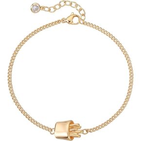 Gold Bracelets for Women, 14K Gold Plated Dainty Statement Beads Link Chain Bracelets for Women Trendy Colorful Stones Flowers Jewelry for Women