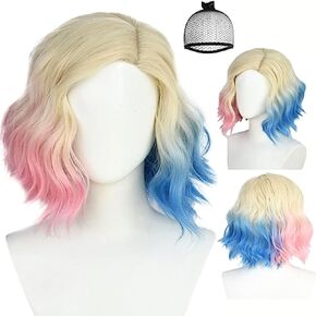 Ebingoo Dark Brown Wig for Women + Wig Cap +Green Glasses Girls Short Curly Wig Brown Synthetic Hair Wigs Anime Cosplay Wigs for Halloween Party