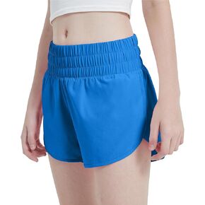 Aurefin Girls شورت رياضي سريع الجفاف، شورت جري خفيف الوزن مع جيب بسحاب شورت رياضي للتمرين للأطفال في سن المراهقة