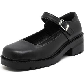 DADAWEN Women's Mary Jane Shoes Platform Oxford Shoes Leather Round Toe Chunky Heel Non-Slip Comfort Casual Dressy Girls School Work Shoes in Kuwait