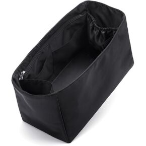 Water-Repellent Nylon Purse Organizer Insert for LV Neverfull with Zipper Pouch and Cup Holder (Black, MM, Generation 2)