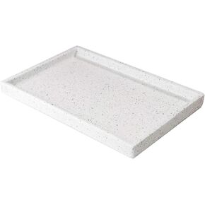 Bathroom Tray,Goporcelain Marble Tray for Bathroom Counter Decor Ceramic Perfume Organizer Vanity Tray for Dresser Jewelry Dish Key Plate Rectangle Marble Sink Trays Countertop Organizer White,Large