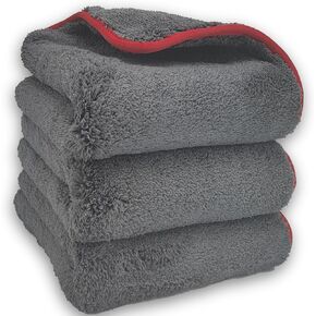 Professional Microfiber Detailing Towels 1300GSM Ultra Thick Microfiber Towels for Cars Trucks SUVs 3 Pack 16"x16" Absorbent Plush Car Drying Towel Soft Coral Velvet Car Cleaning Cloth
