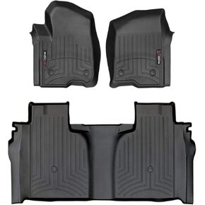 WeatherTech Custom Fit FloorLiners for Silverado 1500, 2500HD/3500HD LTD, Sierra 1500, 2500HD/3500HD, Limited, (CrewCab, Bucket Seats) W/2nd Row Storage Box- 1st Row & 2nd Row, Black