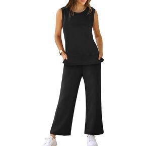 XIEERDUO Women's 2 Piece Outfits Summer Travel Tracksuit Loose Wide Leg Loungewear Comfy Lounge Sets S-3XL
