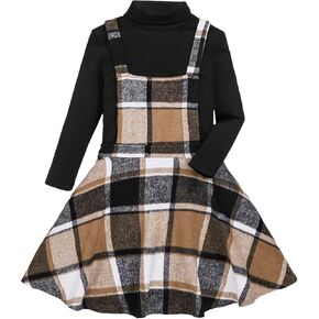 Floerns Girl's Plaid Print Sleeveless Suspender Dress Pinafore Overall Dress in Kuwait