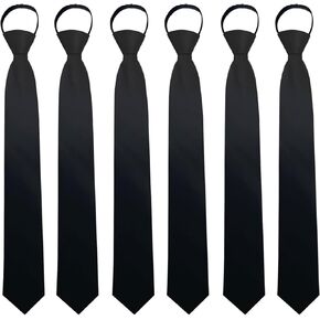 Mantieqingway Zipper Ties for Men Adjustable Men's Pretied Tie 6Pcs Stripe Necktie Zip on Tie for Wedding Office School